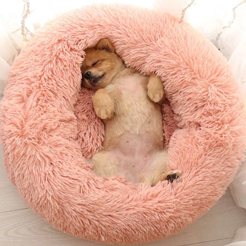 Plush round best sale dog bed